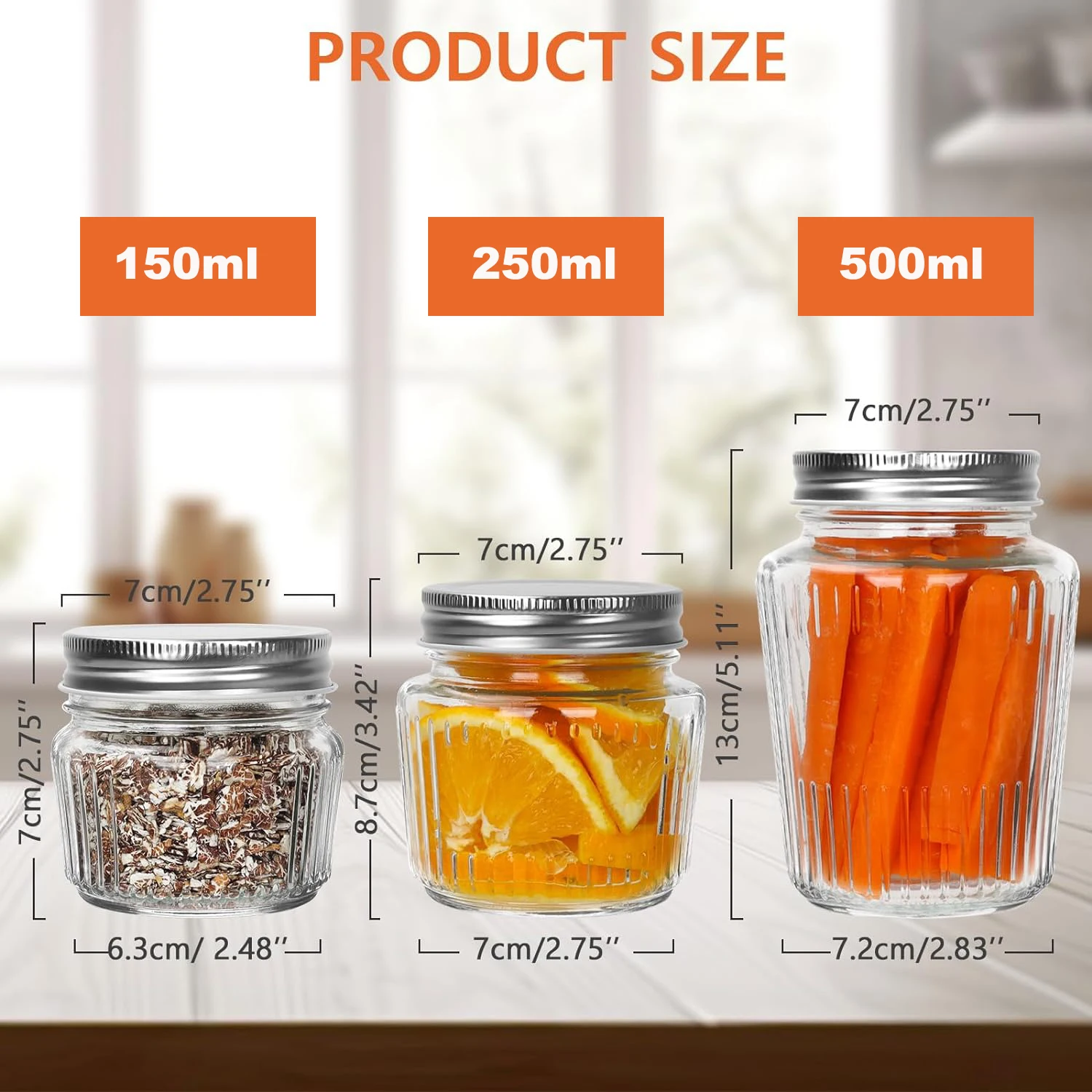 Glass Mason Jars with Lids - Vintage Canning Jars, Pickling Jars for Jelly, Jam, Honey, Pickles, Spice