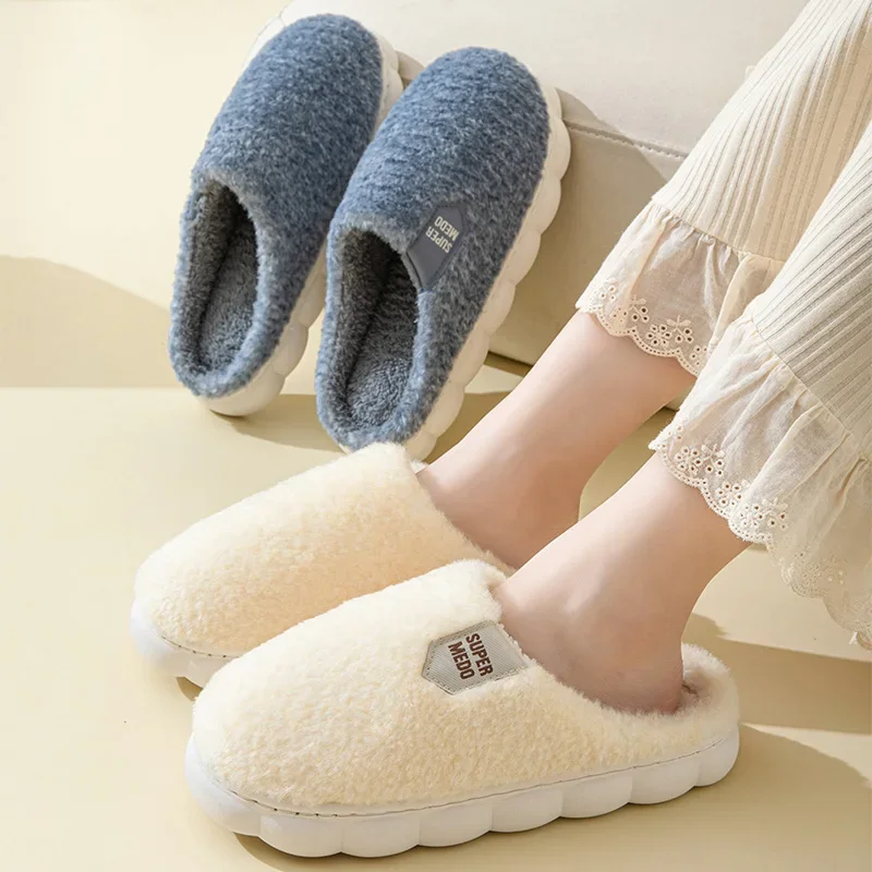 Pantoufles d'hiver en coton pour hommes et femmes, pantoufles d'intérieur, chaussures à l'offre elles optiques coordonnantes, pantoufles en peluche pour hommes, usage domestique