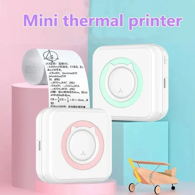 Mini Portable Label Printer Bluetooth Wireless Printing Inkless Self-adhesive Compatible with Android IOS 200dpi