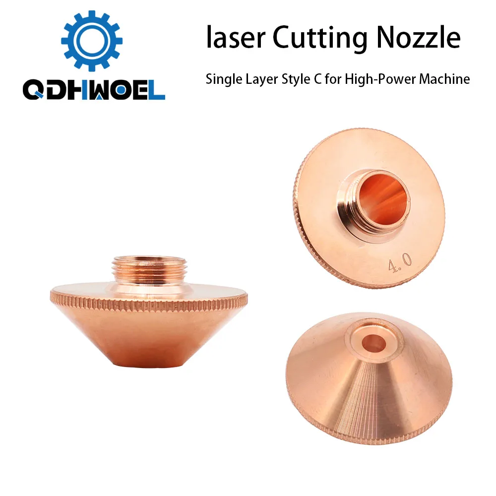 QDHWOEL Penta Laser Cutting Nozzles Single Layer Style C for High-Power Machine D28 M11 H15mm Caliber 3.5-6.0mm for Fiber Laser