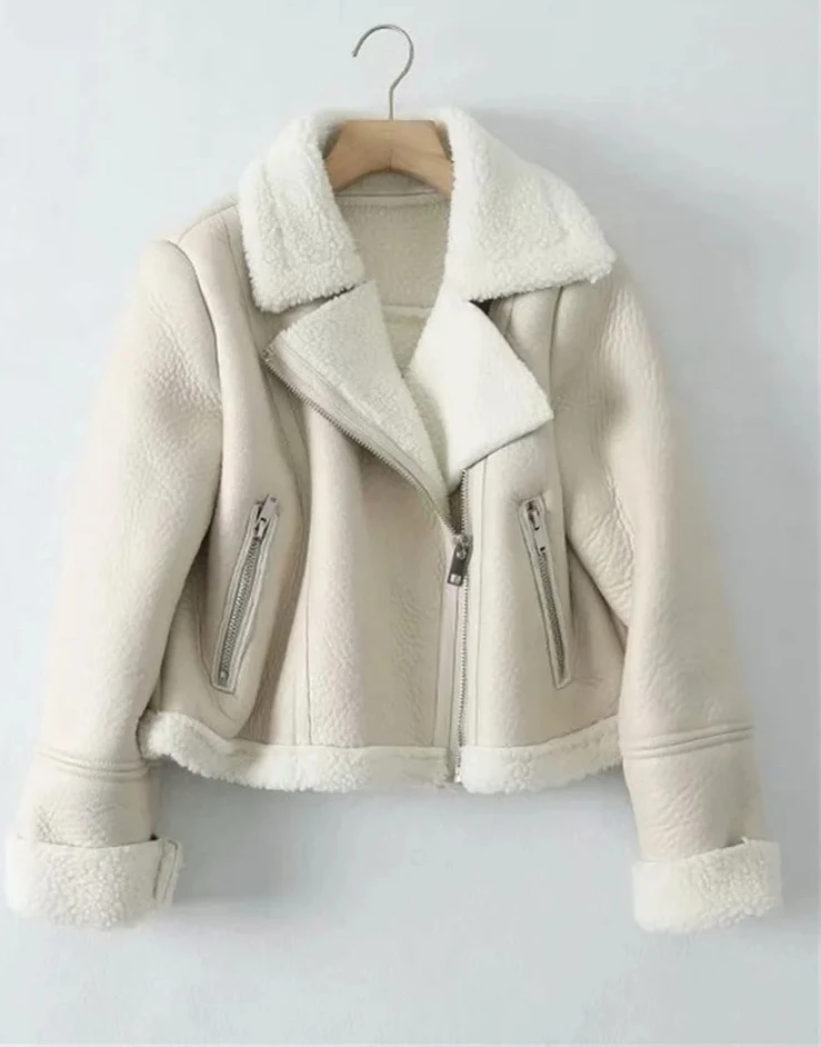 

Флисовые кожаные куртки женские зимние теплые утепленные пальто женские винтажные свободные лацканы