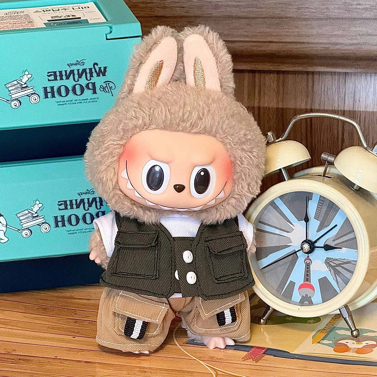 ﻿ For Labubu V1 V2 Striped overalls Cool handsome Clothing Gift Mini Doll'S Clothes Outfit Accessories  ﻿