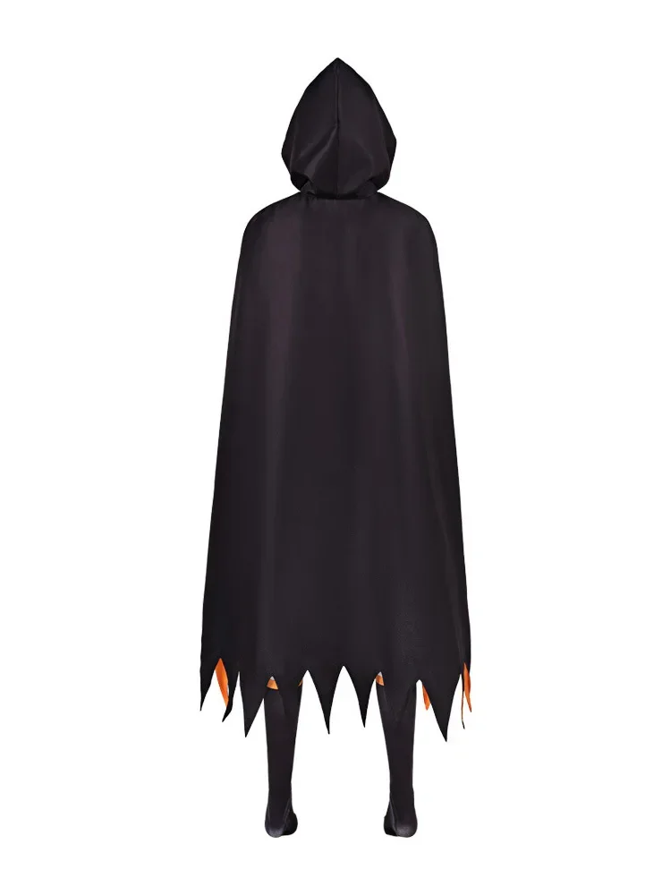 Re Zero Shaula Cosplay Black Orange Hooded Cloak Crop Top Shorts Gloves Socks Necklace Belt Full Anime Halloween Cosplay Outfit - view 4