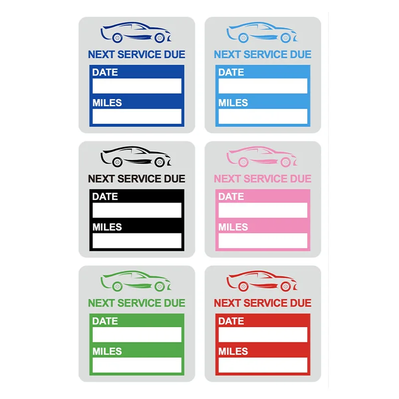 30 Uds. Pegatina electrostática para cambio de aceite de coche de 2x2 pulgadas, adhesivo para parabrisas, servicio de mantenimiento de coche, pegatinas de recordatorio debido