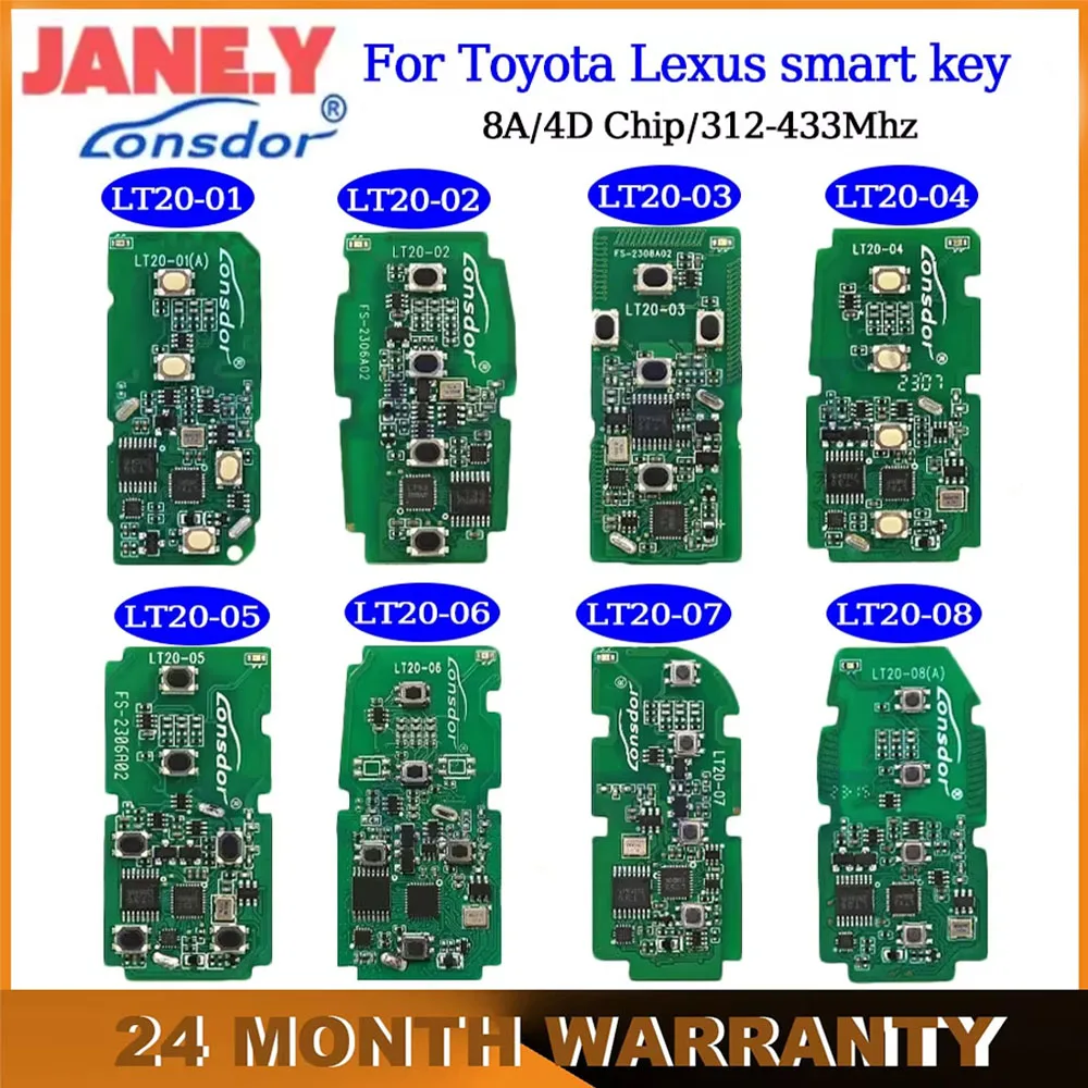Lonsdor Smart Remote Key LT20 For Toyota For Lexus For Subaru 8A 4D Chip A433 F433 5290 5801 0020 0440K 518 & K518ISE & KH100+