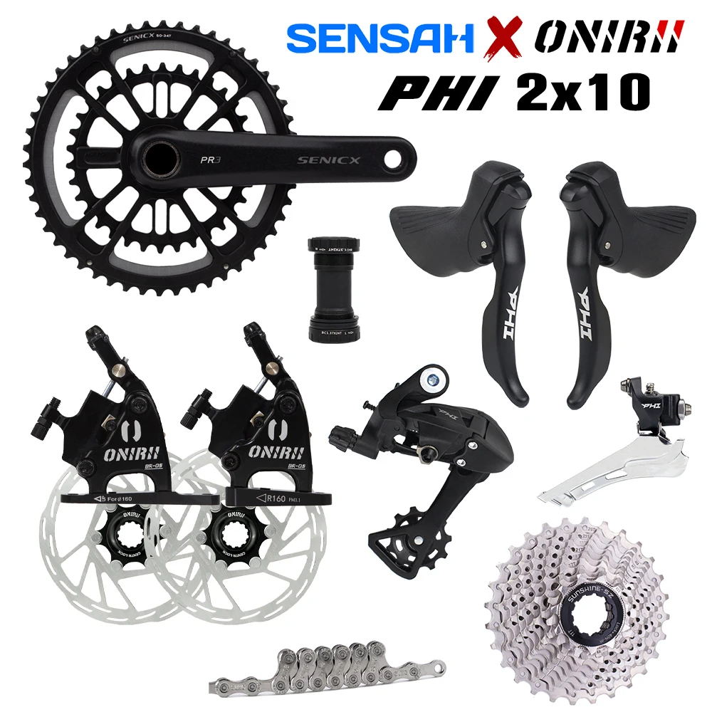 2x10 Speed SENSAH PHI Groupset with Brakes 10v Shifter Derailleur Crankset Cassette Chain Bicycle Parts for Road Bike 4700 New