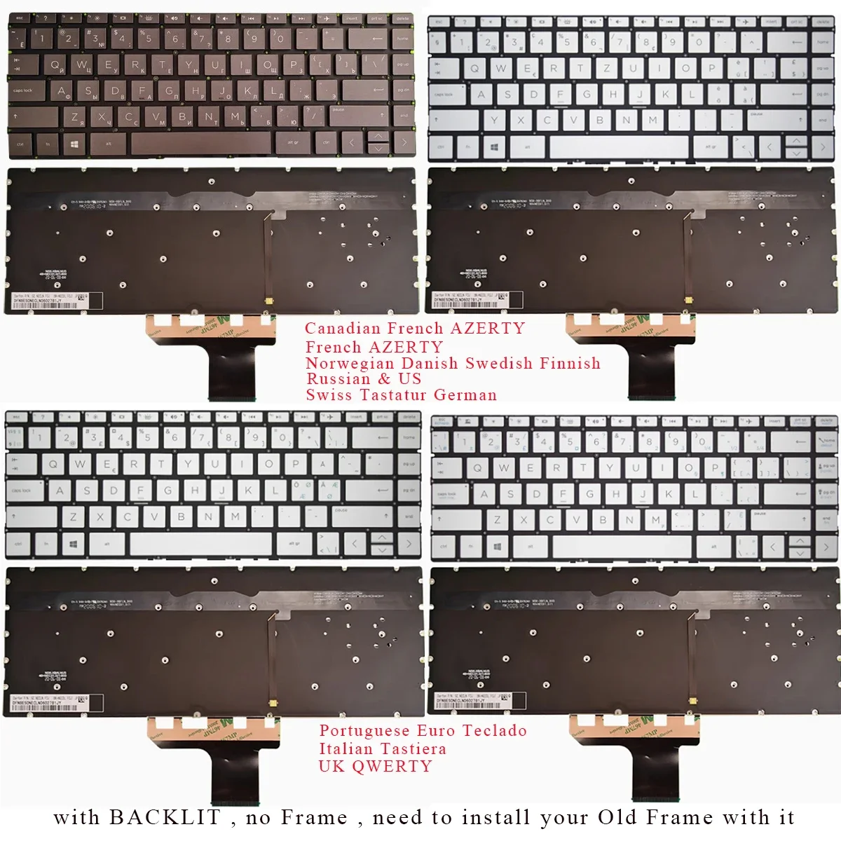 New Canadian French Italian Nordic Portuguese Swiss UK Keyboard For HP 13-AN 13-AP Envy 13-AG 13m-AG 13-AH 13-AQ 13-AR BACKLIT
