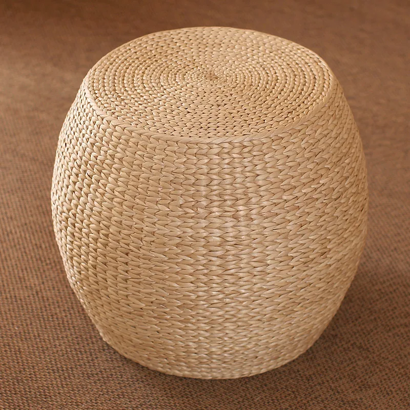 Straw Pier Changing Shoe Stool Tatami Round Stool Hallway Ottoman Furniture For Home Hand Woven Bedroom Rattan Chair Modernity