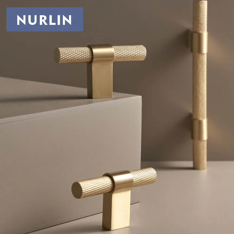 Nurlin Solid Brass Knurling Patterned Cabinet T-bar Extended Length 40 Inches Urządzenia kuchenne Zmywarki Lodówki Pull