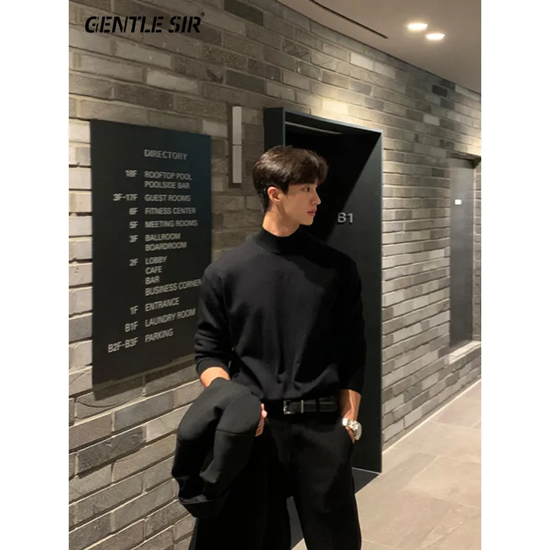 

Men's Autumn Winter High Quality Semi-Turtleneck Knitted Long Sleeve Slim Fit Base Layer Shirt Soft Stretch Slim Fit Sweater