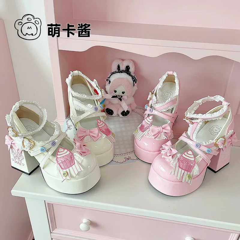 

Женские туфли Мэри Джейн на платформе в стиле Лолита с милым декором в виде тортов, для униформы JK и косплея, большие размеры 34-42