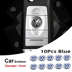 Aluminum Car Remote Key Sticker, Emblem Decalque Decoration, Volkswagen GTI, VW Polo, Golf, Passat, Tiguan Artoon, Touareg Taigo, 10pcs 8 Main Sales VW Taigo - №8