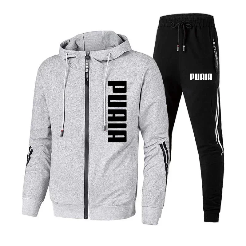 Conjunto de duas peças de treino masculino, moletom estampado, jaqueta esportiva, calça de corrida, sobretudo velozes e furiosos, novo para primavera e outono