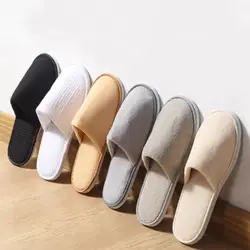 5 Pairs Hotel Slippers Men Women Spa Slippers Closed-toe Disposable Slippers Suitable For Families Guest Travel Non-slip Shoes