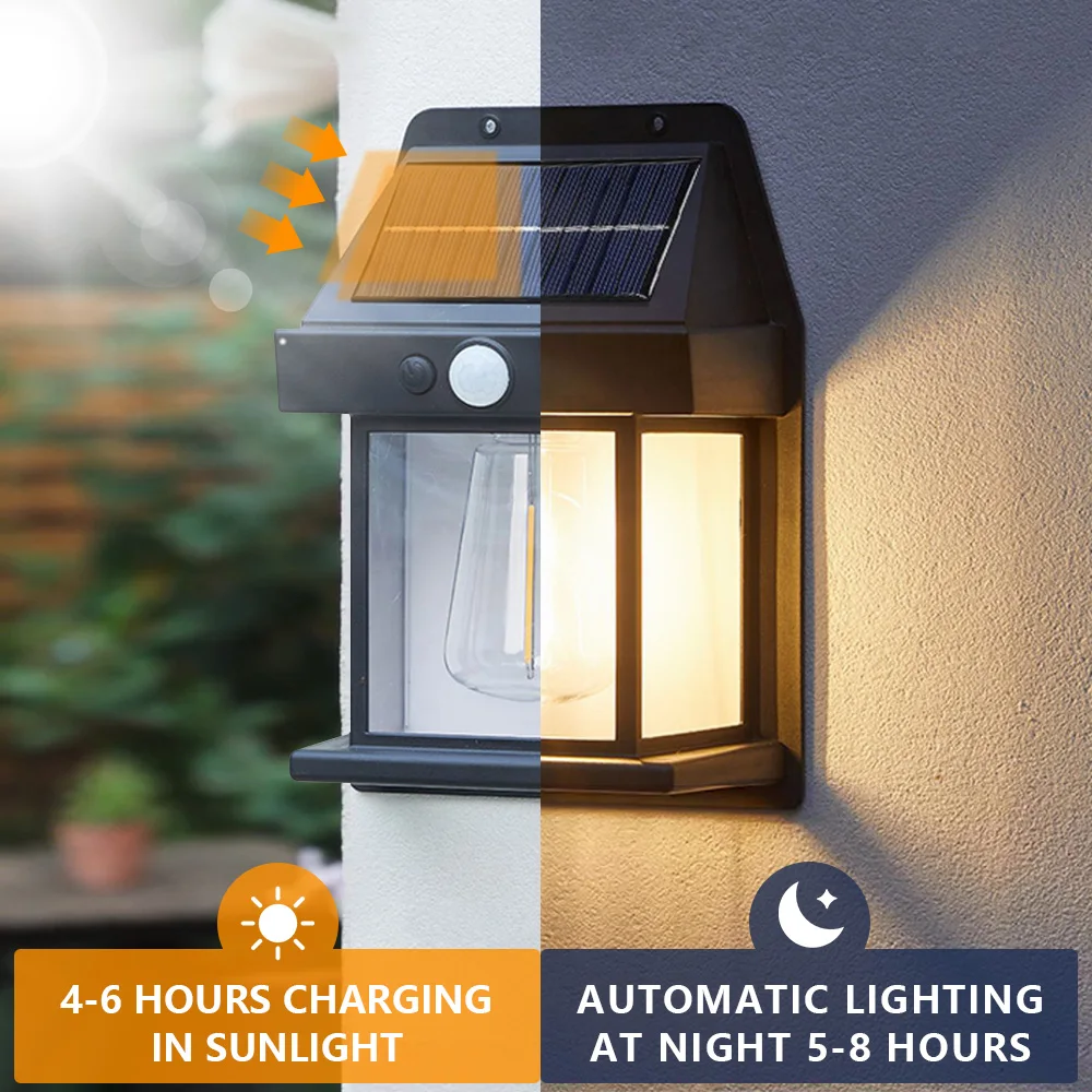 Lámpara Solar de luz cálida, luces para exteriores, lámpara LED E27 resistente al agua, luces con Sensor de movimiento, camino de calle, iluminación de garaje, luz Solar de jardín