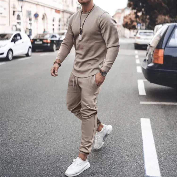 

Men's Casual Long Sve Two-Piece Set Trendy Color Autumn Independent Station Long Sve Leisure Suit Southeast Asia