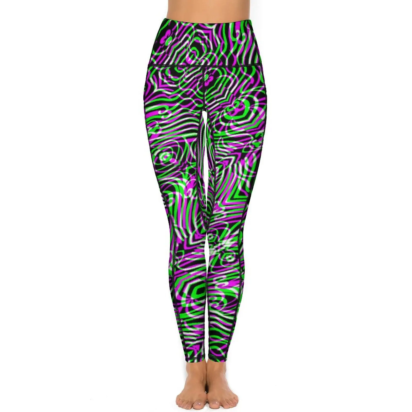 Colorful Geo Print Yoga Pants Illusion Optical Gym Leggings Push Up Stretchy Sports Tights Vintage Printed Yoga Legging Gift