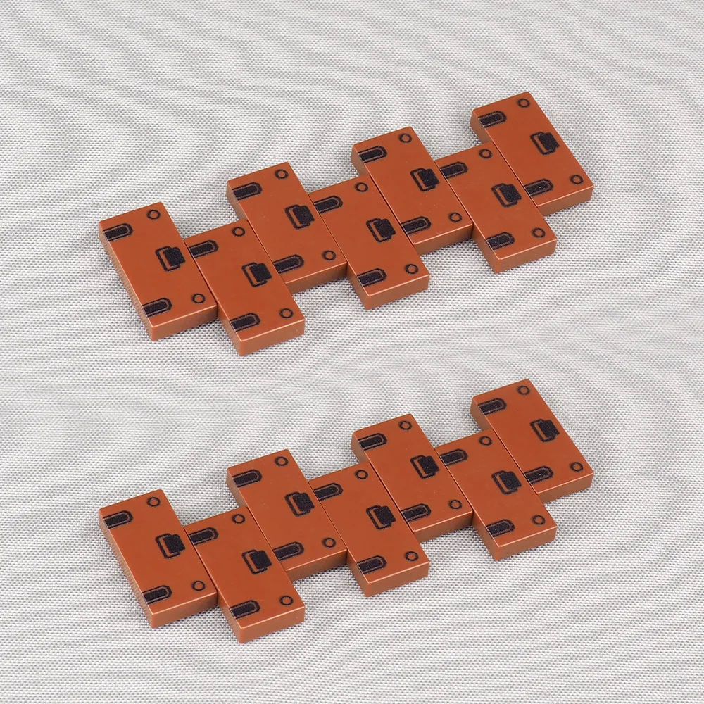 MOC 10PCS Printed 3069 1x2 Mini Suitcase Pattern Building Blocks Brown Bag Office House Bricks Particle Educational Toys Gifts