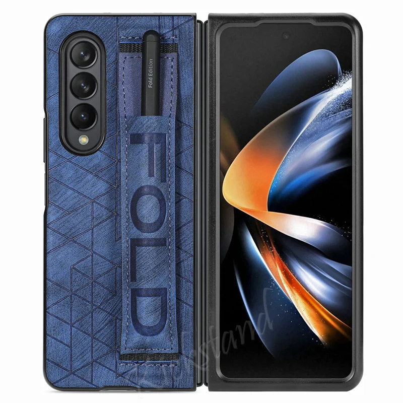 Emboss Lines Pattern Case for Samsung Galaxy Z Fold 4 5G Cover for Samsung Z Fold4 Matte Slim Shockproof Skin with S Pen Slot