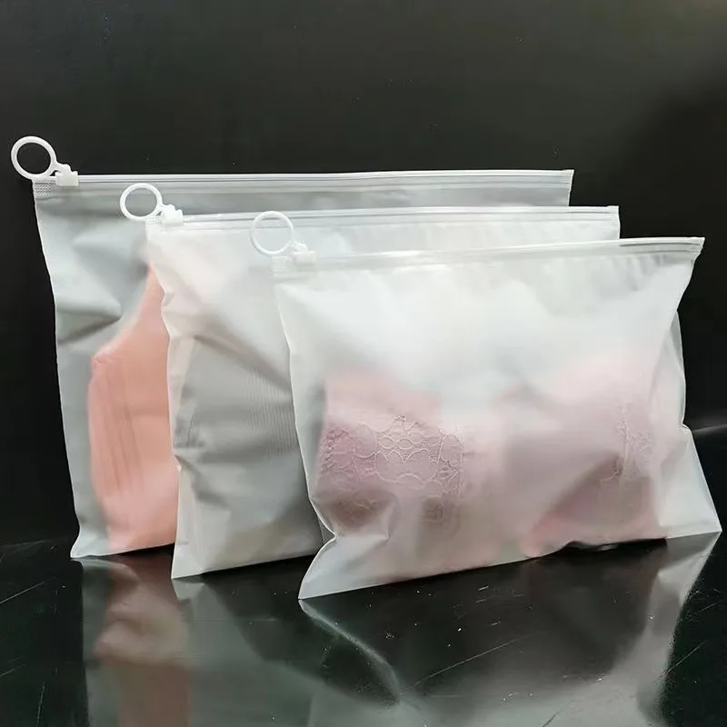 TETP 50Pcs Frosted Zipper Bags With Pull Ring Travel Underwear Swimsuit Cosmetics Storage Packaging Bag Resealable Wholesale