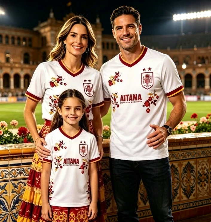 Family Matching Floral T-shirt White V-neck Burgundy Trim Short Sleeve Quick Dry Sports Parent-child Tee For Men Women Kids