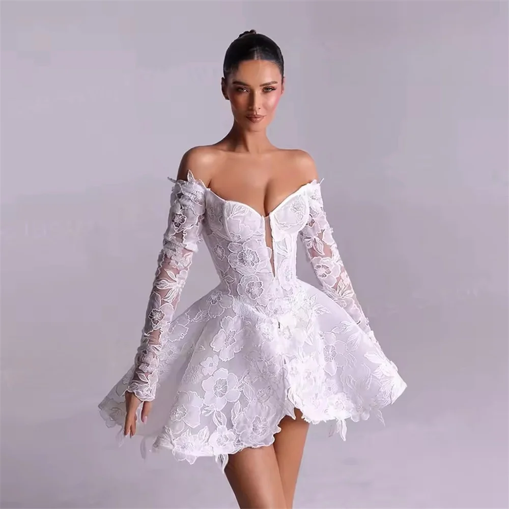 

Kobe White V-Neck Mini Party Dresses Appliques Zip Evening Dresses Elegant Homecoming Customized Prom Dresses 2025
