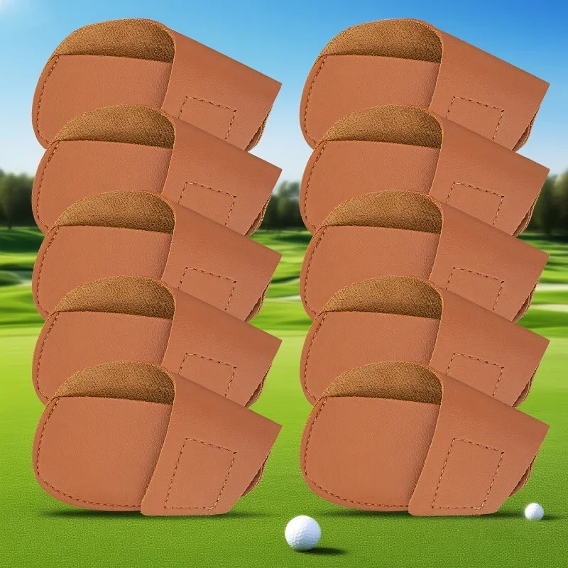 ที่พักศีรษะเหล็กกอล์ฟที่ทนทาน 10 ชิ้น |   ฝาครอบป้องกันสีน้ำตาลสำหรับไม้กอล์ฟและเวดจ์ อุปกรณ์เสริมสำหรับไม้กอล์ฟ ชุดพนักพิงศีรษะ