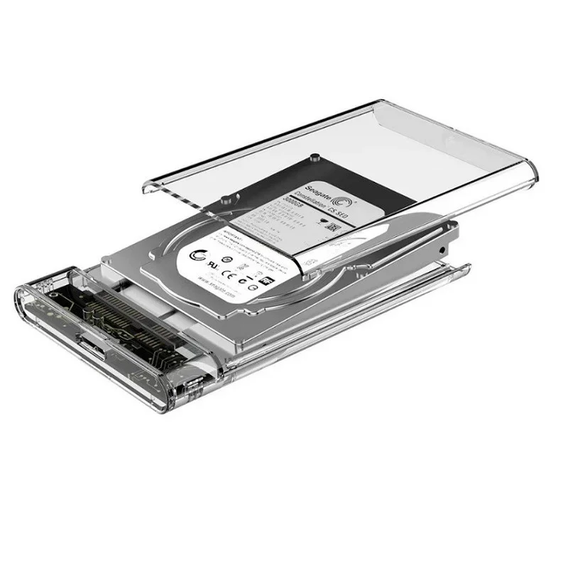 Carcasa transparente para disco duro HDD SSD de 2,5 pulgadas, adaptador Sata a USB 3,0, 5 Gbps, compatible con protocolo UASP de 2TB