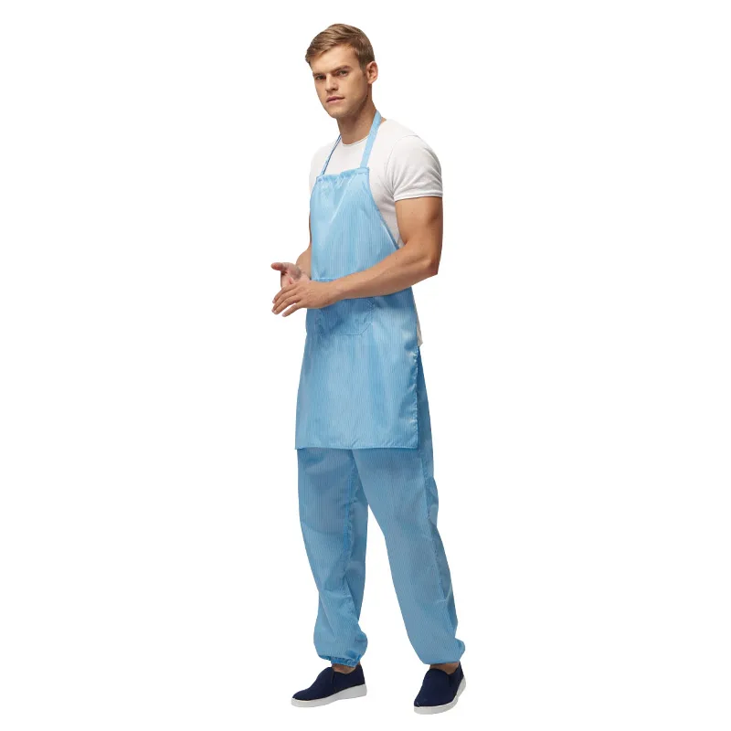 H-1134 ESD Anti-Static Apron, Conductive Fabric Workwear with Pocket, Customizable for Lab/Pharma/Electronics