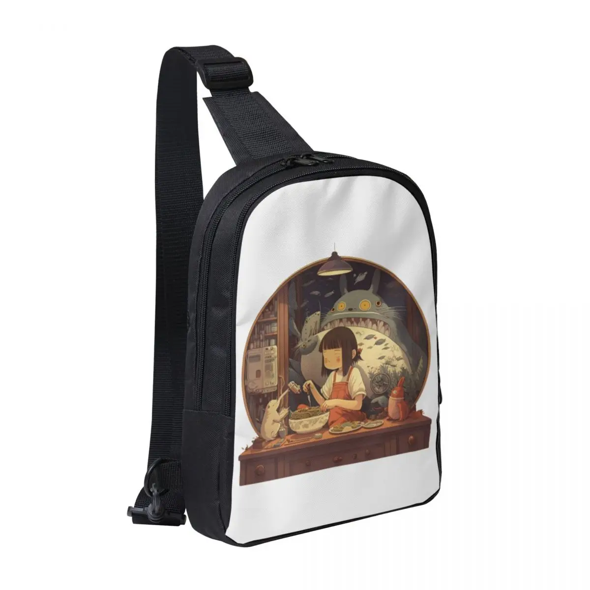 

Dark Ghibli Chest Bag Men Sling Crossbody Backpack Chest Bag Traveling Hiking Daypack Shoulder Bag