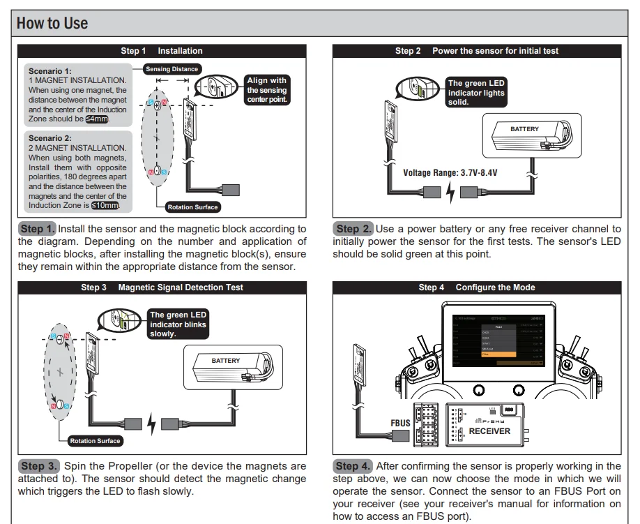 Capteur de télémétrie avancé FrSky Hall Sensor pour avion RC