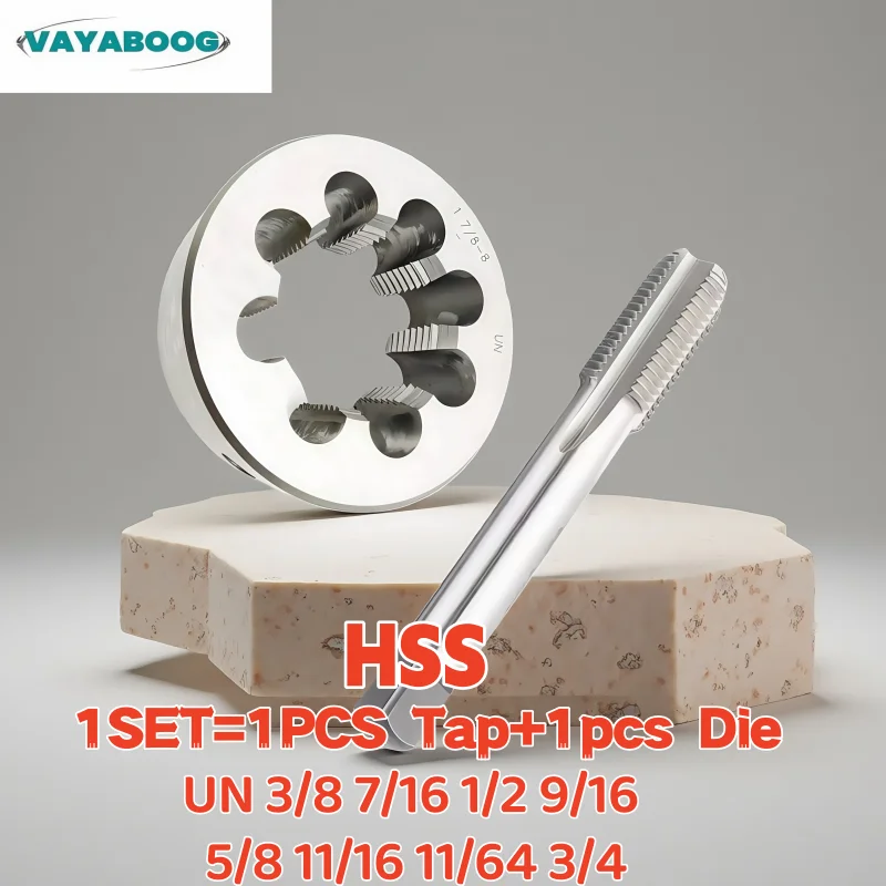 

Die Kit UNC UNF UNS 3/8 7/16 1/2 9/16 5/8 11/16 11/64 3/4 Tap Workshop HSS Right Hand Round Handle 1Set