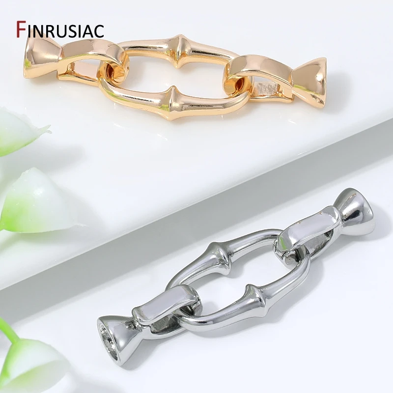14K Gold Plated Brass Pearl Clasps Connector,Lock For Jewelry,Bamboo Shape Closure End Clasps for DIY Jewelry Making Supplies image 3