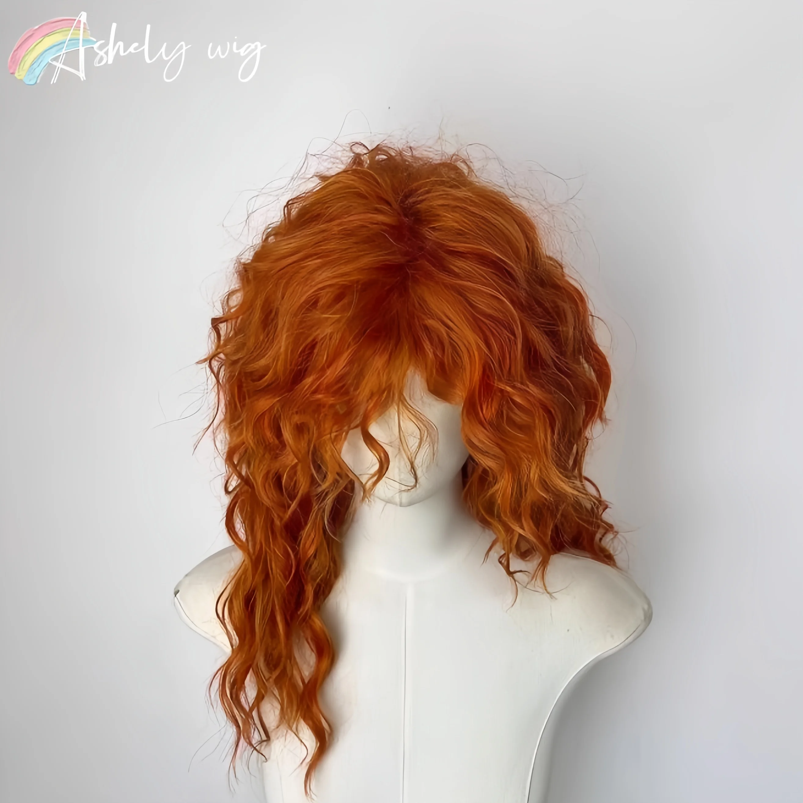 Pumpkin Orange Wig for Women 22inch Curly Hair Wigs High Quality Fibers Cute Synthetic Wig Deguisement Femmes Headband Wigs