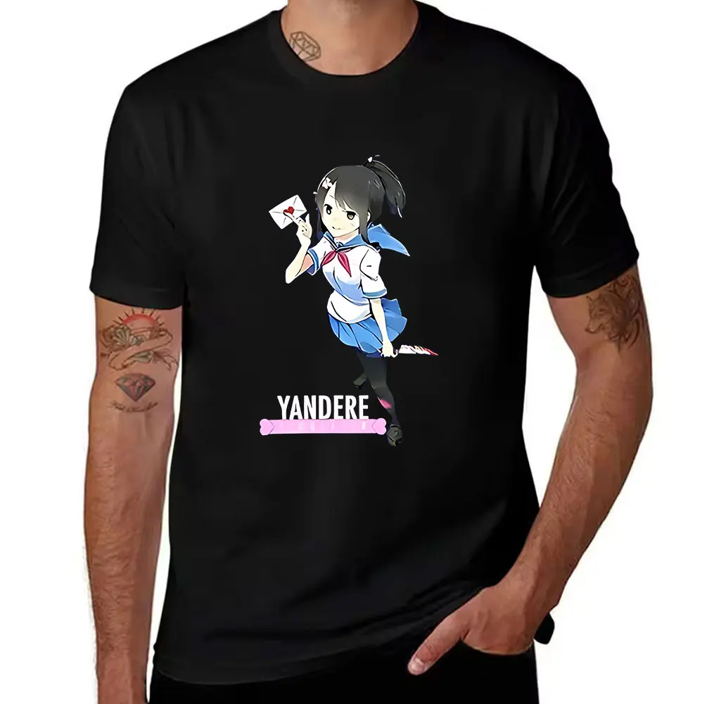 Men's Cotton T-shirt Yandere Simulator Ayano Aishi Graphic Print Casual Short Sleeve Tee for Anime Fans