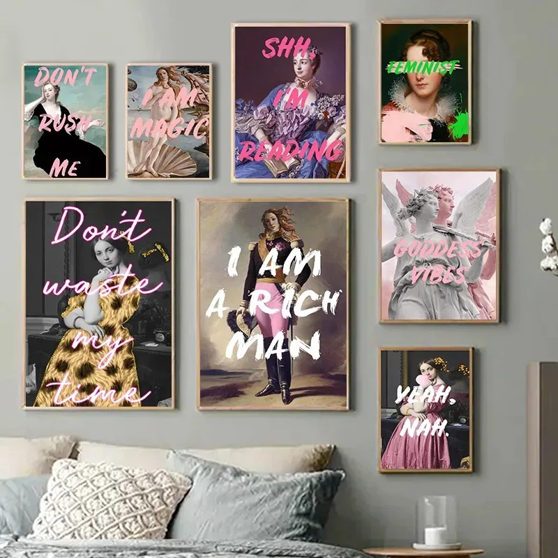 Funny D-Dont R-Rush Me Feminist Portrait Lyrics Quote Poster Canvas Painting Abstract R-Rococo B-Baroque Wall Art Gallery Home D