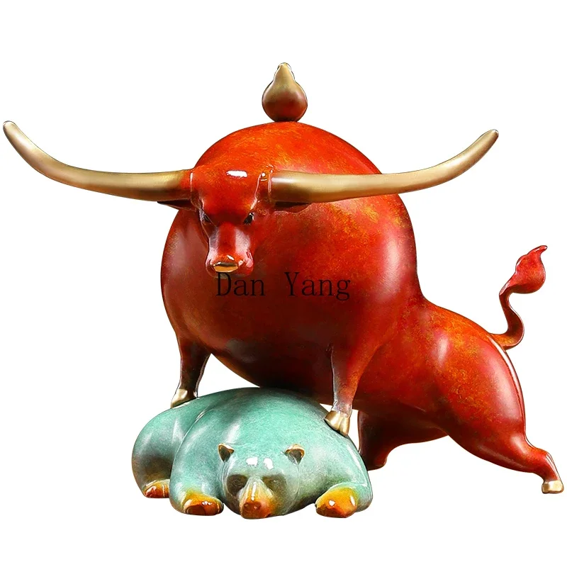 YJ stock market copper bull ornament living room bull Changhong handicrafts office to send leaders to open Wangshi gifts