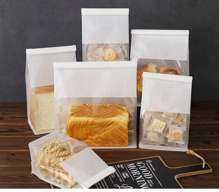 4 Größen 10–50 Stück Toastbeutel, Verpackungsbeutel, selbstdichtender Brotbeutel, Draht, gerollter Rand, Backen, transparenter Keks-Kuchenbeutel, versiegelter Tee – Detail 9