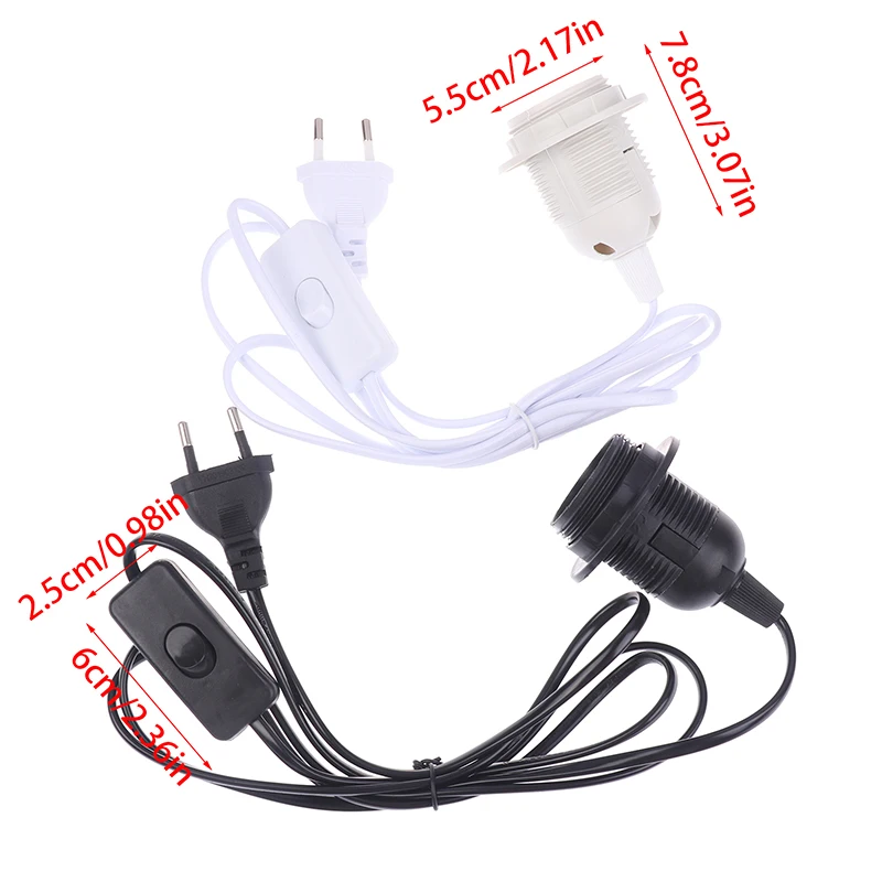 E27 220V EU Plug Lamp Base Holder With 1.8M ON/OFF Power Cord Hanging Pendant LED Light Fixture Lamp Bulbs Socket Adapters