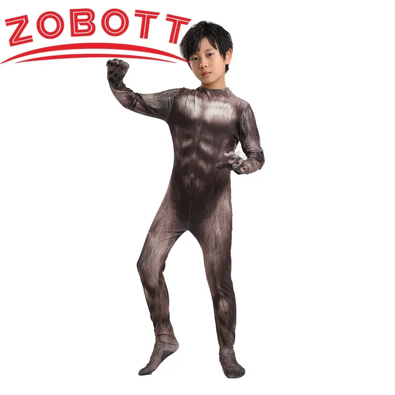 بالذئب تأثيري حلي بذلة ثلاثية الأبعاد قناع البدلة ارتداءها كرنفال عيد ميلاد ملابس للحفلات الحيوان الذئب زي للبنين الكبار