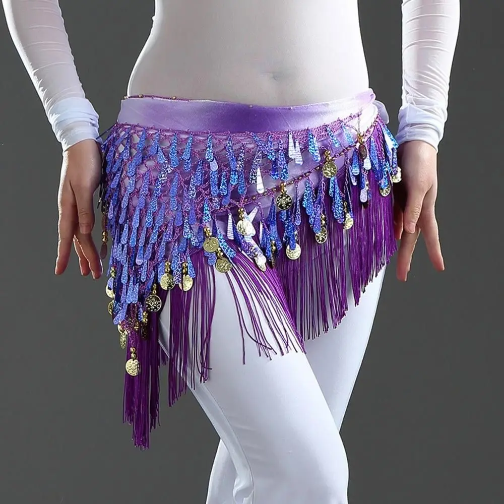 Thailand/India/Arab Dancer Skirt Women Sexy Belly Dance Hip Scarf Wrap Belt Dancer Skirt Female Show Costumes Sequins Tassels