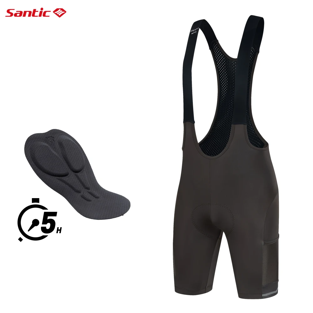 Santic Heren Fietsbroek Zomer Ademend Sneldrogend 5 uur Schokbestendig Gewatteerd MTB/Racefiets Korte broek met zakken