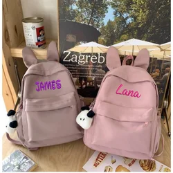 New Embroidered Personalized Kids Large Capacity Schoolbag Custom Name Rabbit Backpack Gifts Bag for Child Adult