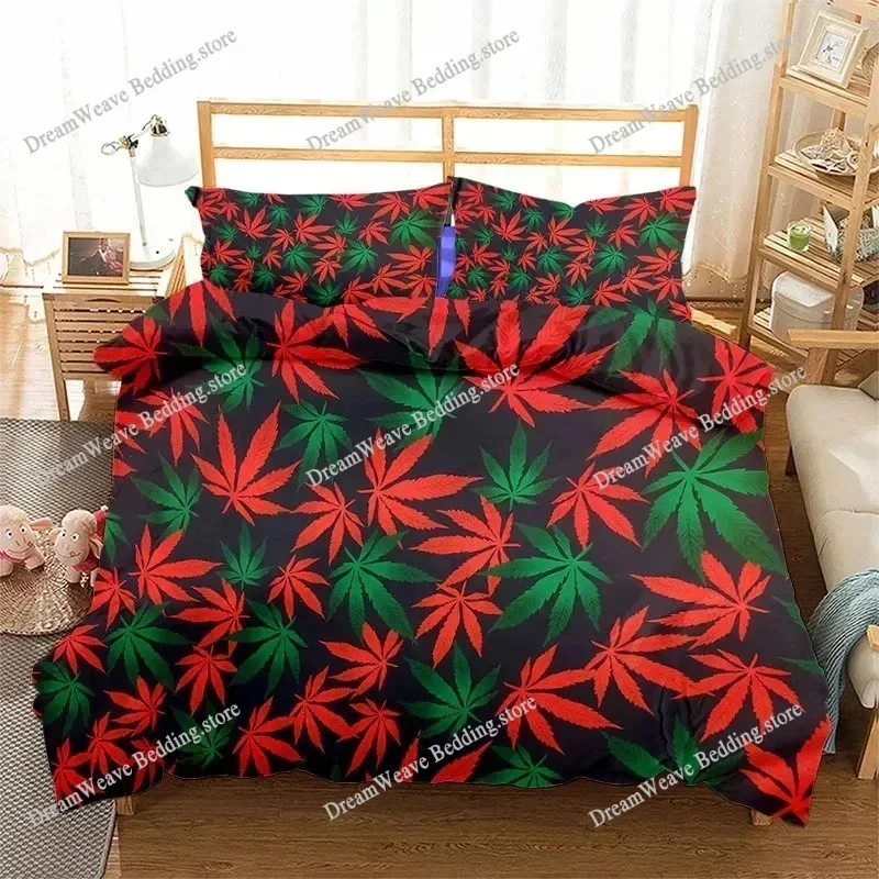2025 New Green Leave 3D Print Bedding Set Duvet Covers Pillowcases One Piece Comforter Bedding Sets Bedclothes Bed Luxury GiftFQ