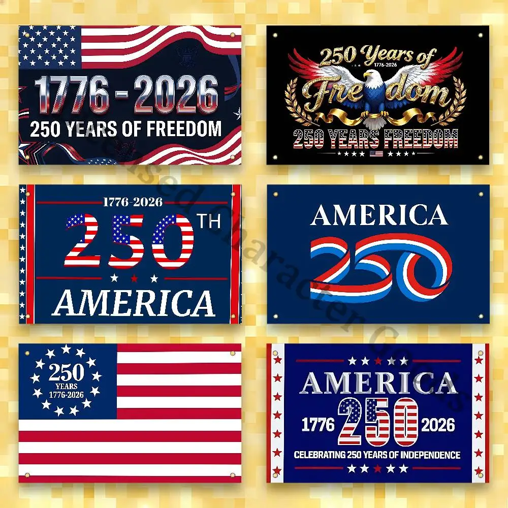 250Th Anniversary of The USA 1776-2026 Flag Polyester Rustproof Grommets 50x70 60x90 70x115 100x150 150x200 cm Decor Banner