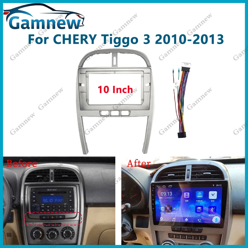 10 Inch Car Radio Fascia For CHERY Tiggo 3 2010-2013 Android MP5 GPS Player Panel Frame 2 Din Head Unit Dash Cover