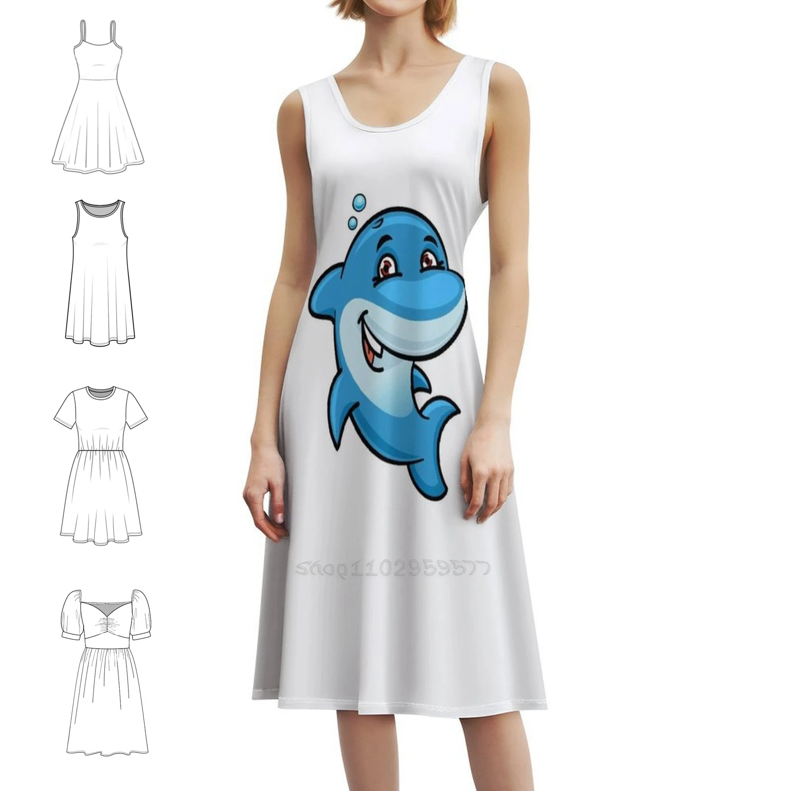 

Дружественное платье с вырезом в форме сердца и акулы, элегантное летнее праздничное платье для женщин, дружелюбное женское платье-молот в форме акулы