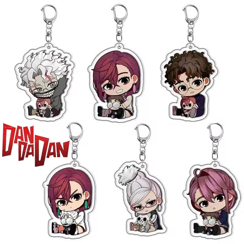 Anime dandadan Momo Ayase Jiji Ken Takakura okarun cosplay keychain figure keyring acrylic key chain cute pendant accessories