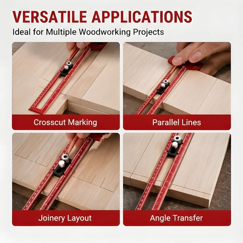 Woodworking Layout Marking Guide with 90 Degree Head and Sliding Stop for Cabinet Boards, Home DIY and Repair Tasks high quality