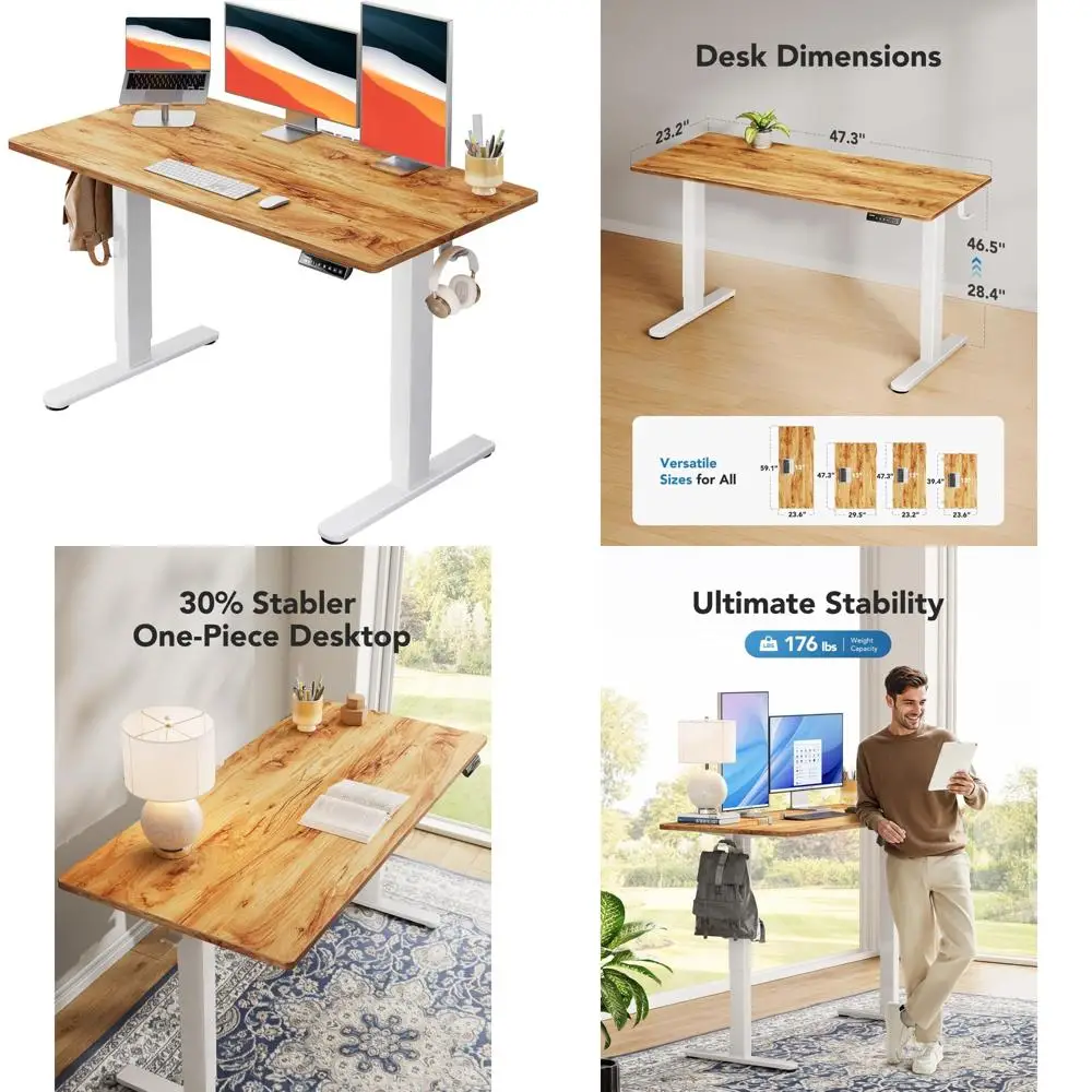 

Huanuo Electric Desk: 48 x 24 Full-Size, Height-Adjustable Workstation with 4 Memory Positions for Sit-Stand Use